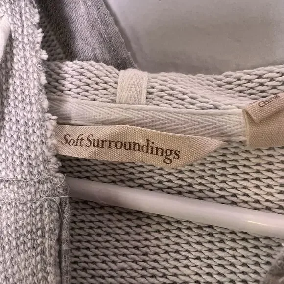 Soft Surroundings Womens Pullover Hoodie Sz XL Gray Pique Knit - Picture 11 of 16